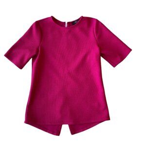 The Limited Zipper Back Textured Short Sleeve Top Womens XS Magenta